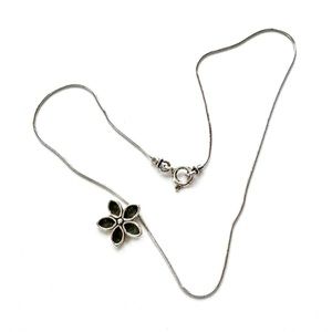 SILPADA Necklace Sterling Flower N1276 Oxidized Pendant V.GOOD CONDITION
